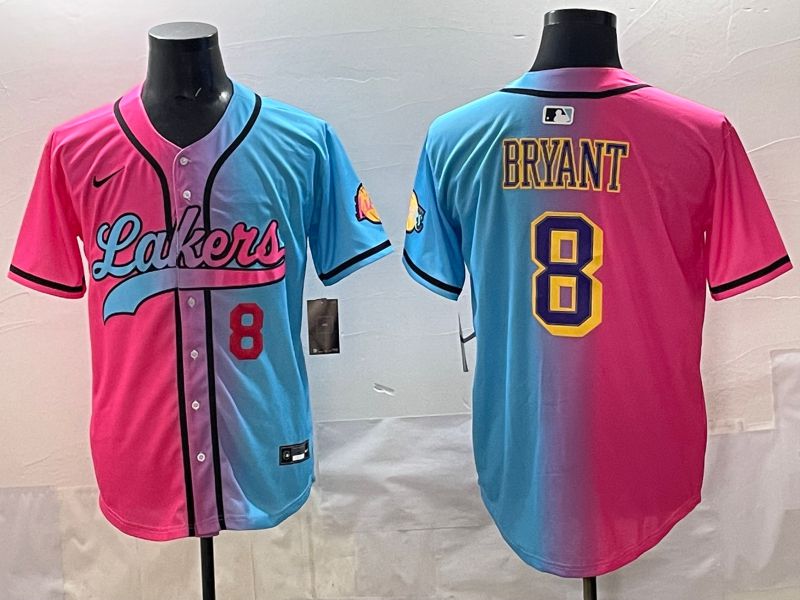 Men 2025 Los Angeles Lakers #8 Bryant Blue pink Nike NBA Jersey style 03